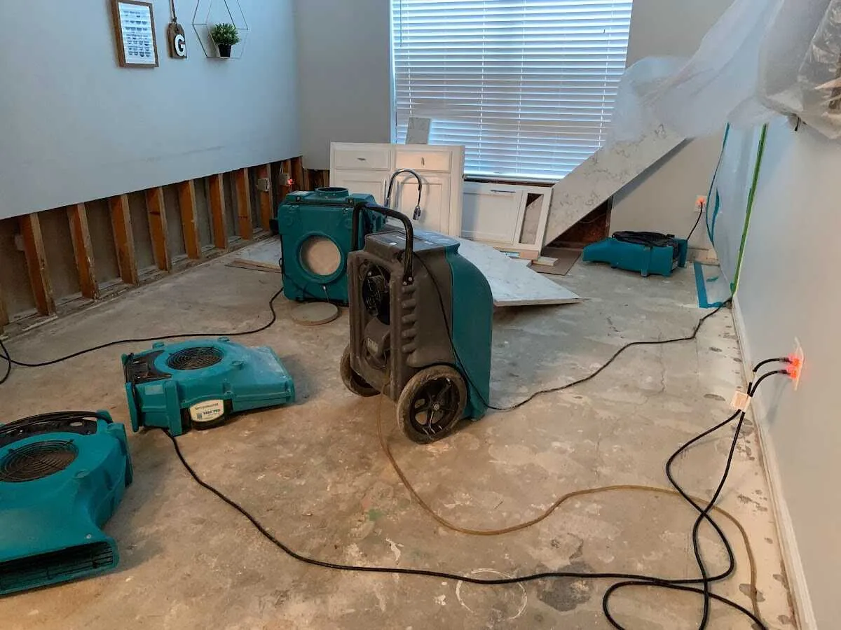 Dehumidifier in flood-cut room for Water Extraction & Removal in Overland Park
